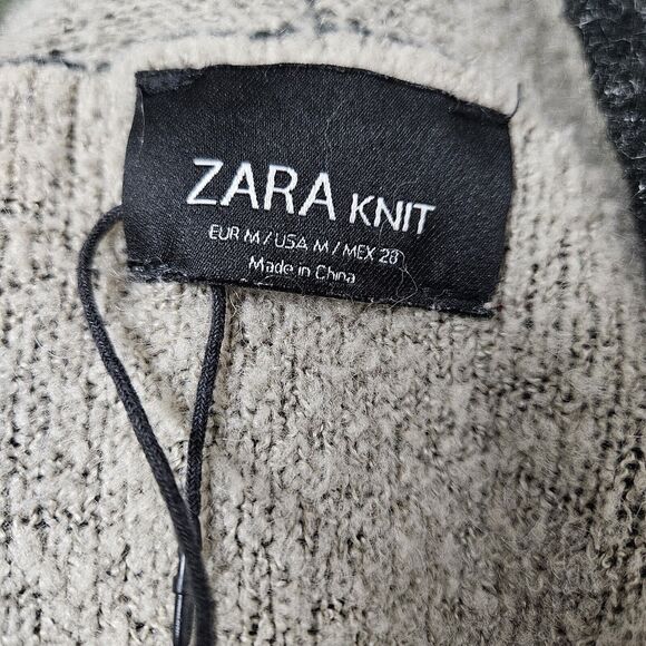 NWOT ZARA Open Front Cardigan Womens M Black Knit Wool Blend Drape Boho Sweater - Picture 2 of 10
